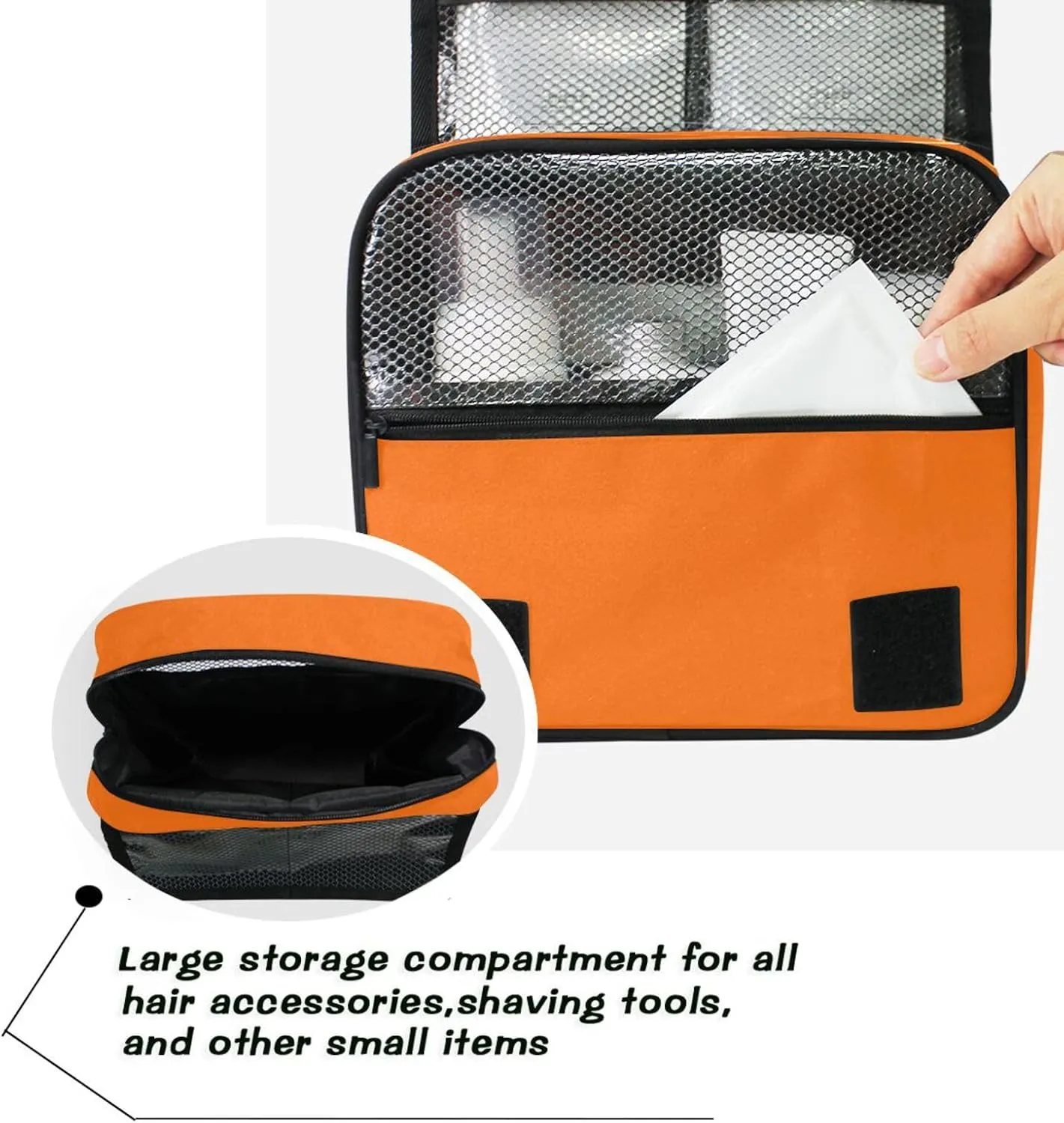 Hanging Travel Makeup Organizer with Hook Orange Toiletry Hanging Bag for Women