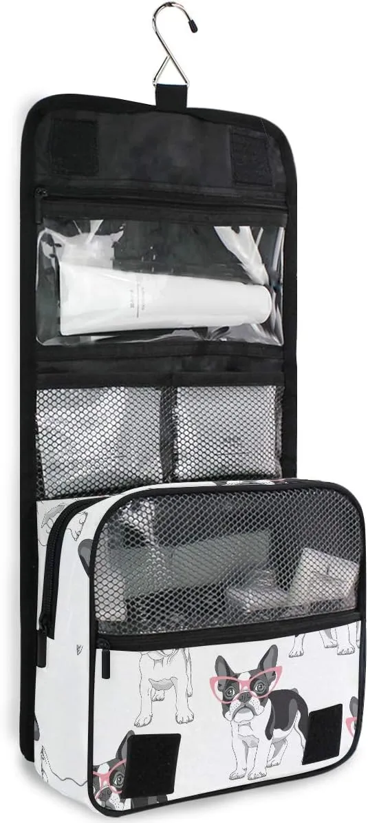 Hanging Travel Toiletry Bag Fashion French Bulldog Large Capacity Makeup Cosmetic Bag Portable Toiletry Kit Organizer