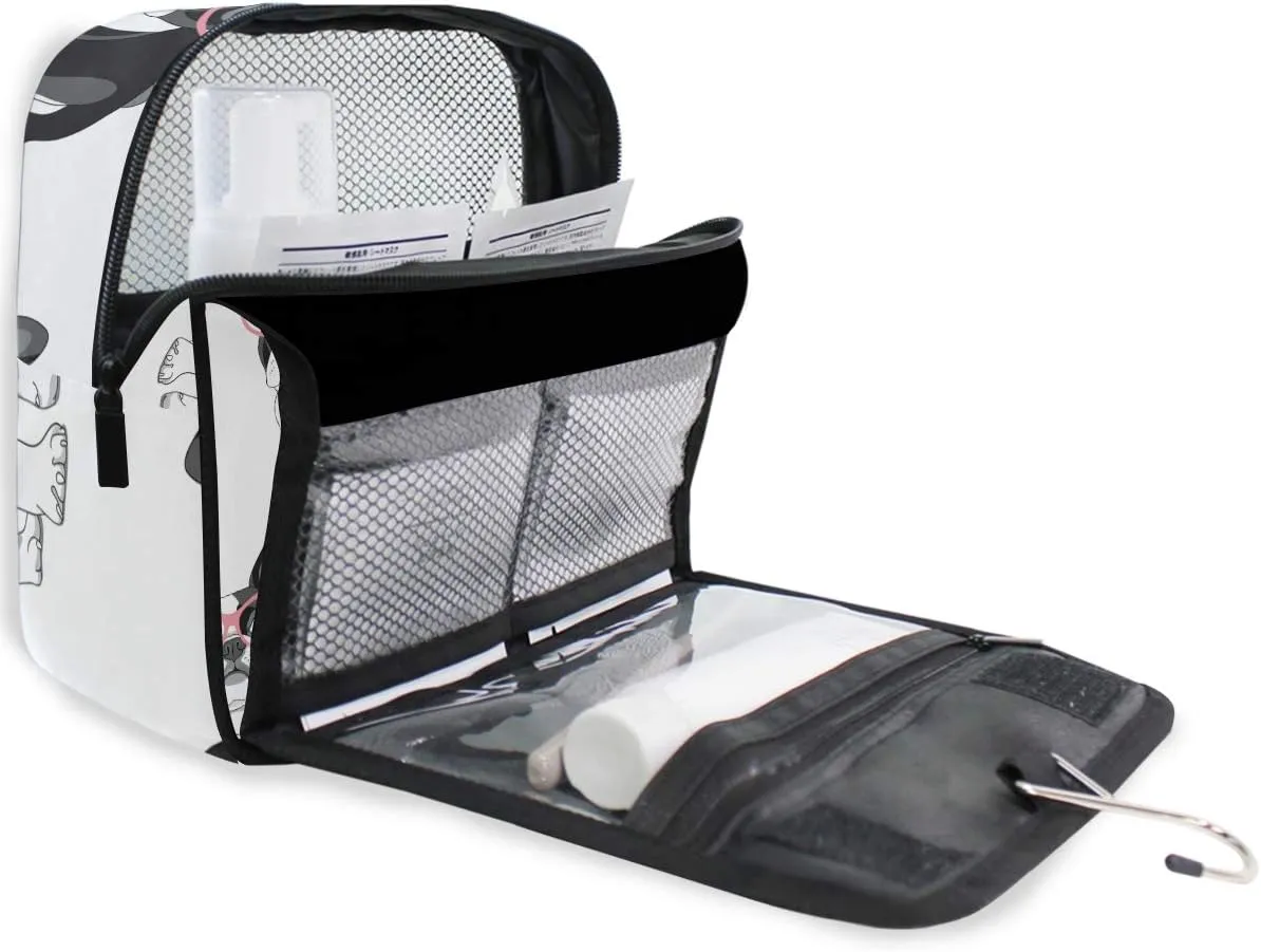 Hanging Travel Toiletry Bag Fashion French Bulldog Large Capacity Makeup Cosmetic Bag Portable Toiletry Kit Organizer