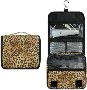 Hanging Travel Toiletry Bag Vintage Leopard Print Large Capacity Makeup Cosmetic Bag Portable Toiletry Kit Organizer