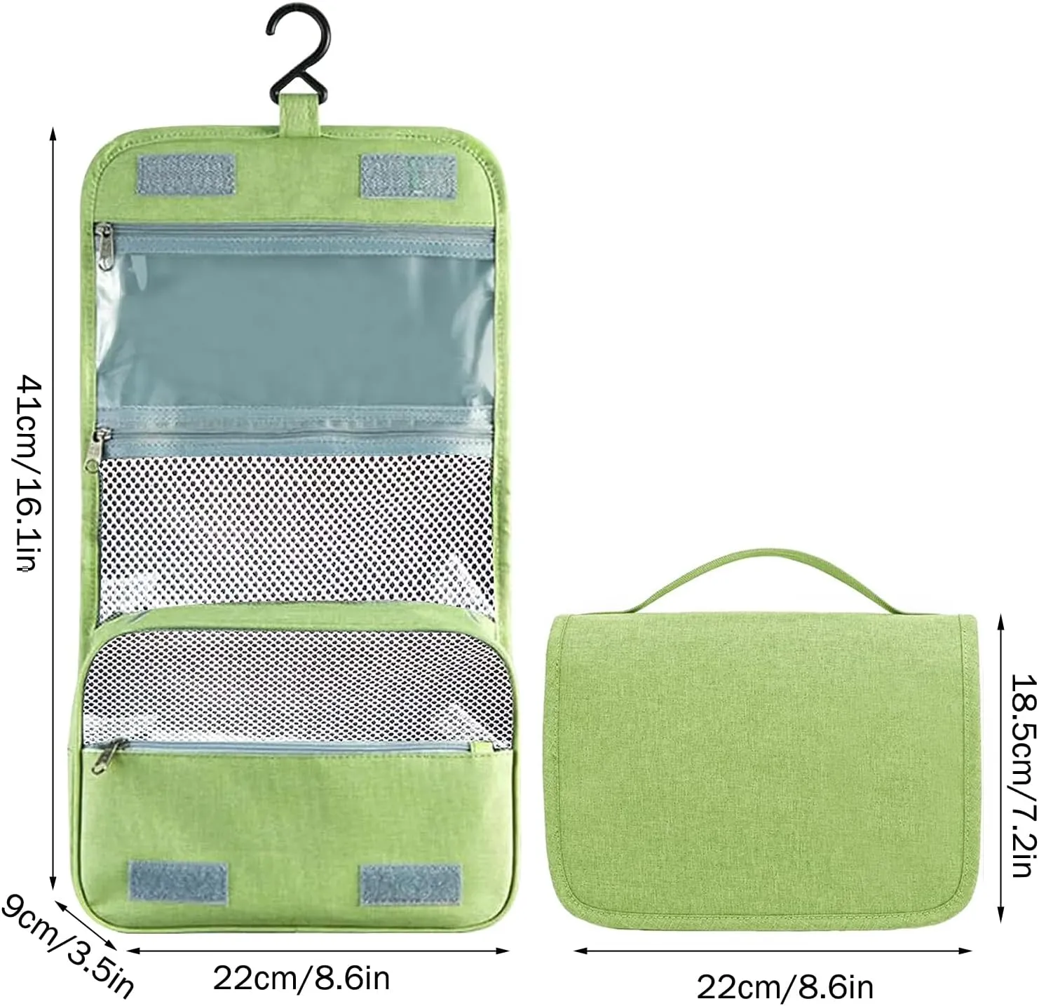 hanging travel toiletry bag with Hanging Hook,Water-resistant Makeup Cosmetic Bag Travel Organizer for Accessories,Portable Toiletry Travel Organizer Bag (Mint green, Small)