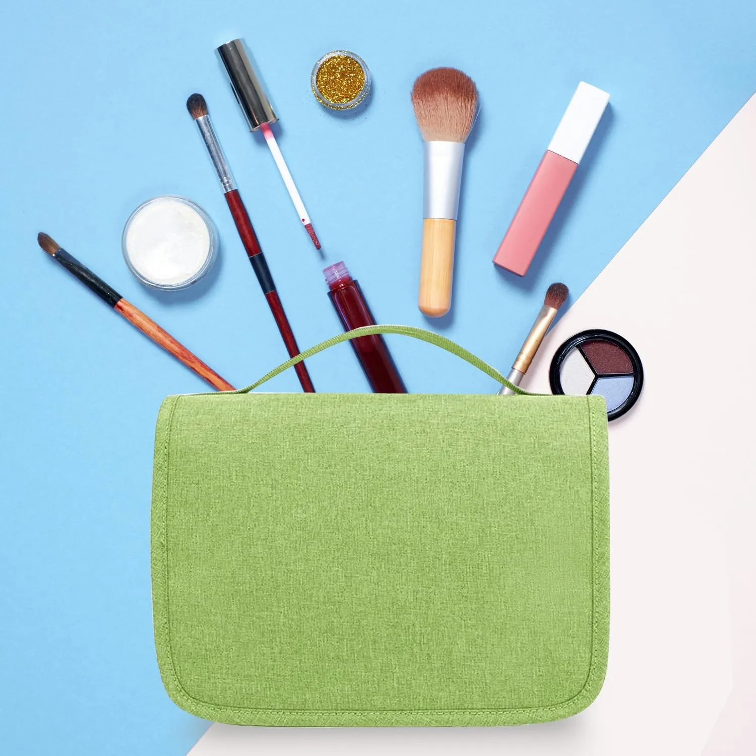 hanging travel toiletry bag with Hanging Hook,Water-resistant Makeup Cosmetic Bag Travel Organizer for Accessories,Portable Toiletry Travel Organizer Bag (Mint green, Small)