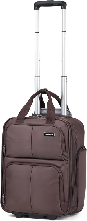 Hanke Softside Expandable Underseat Carry On Bags for Airplanes,Travel Luggage Rolling Bag Personal Item Bag Small Suitcase,Coffee,16-Inch