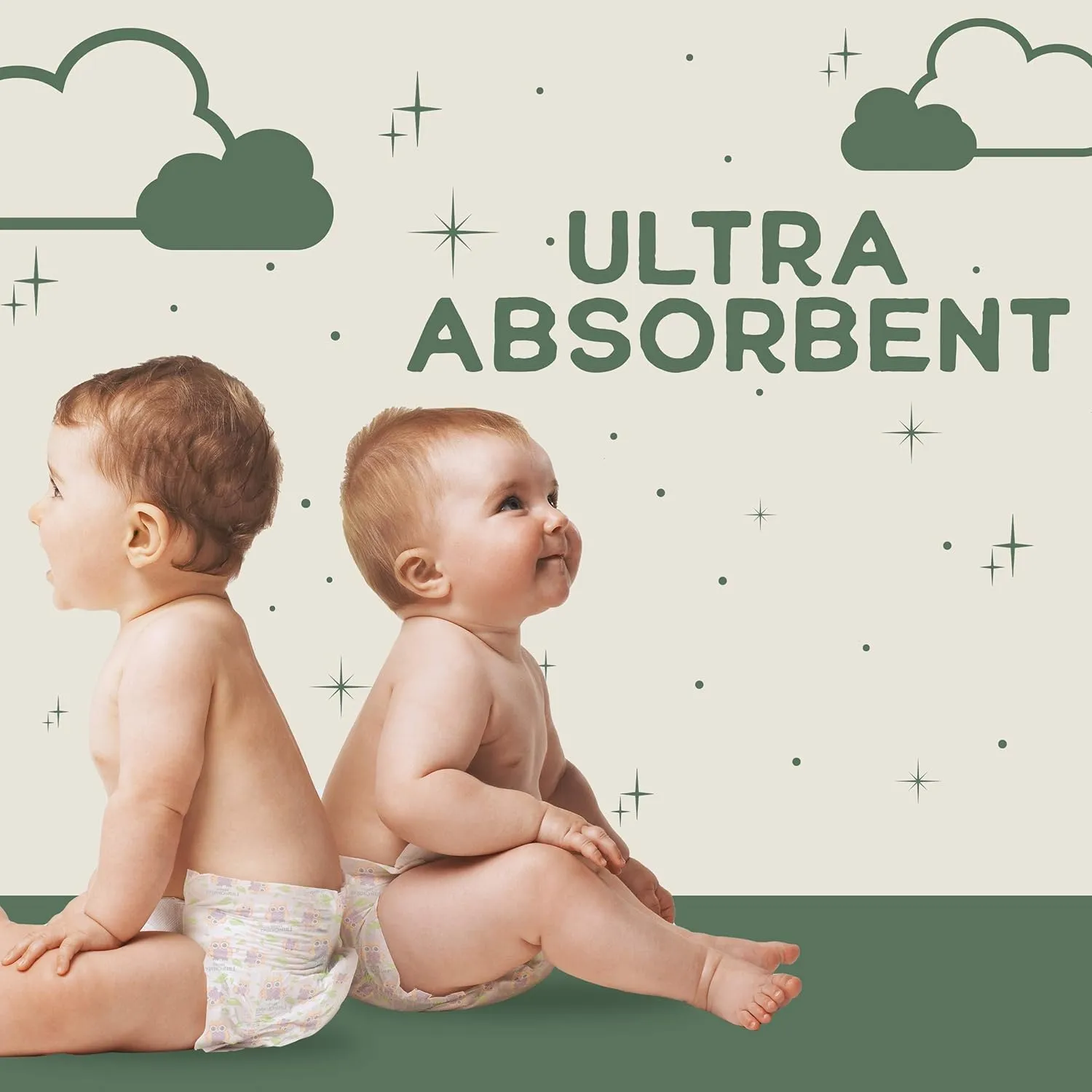 Happy Little Camper Ultra-Absorbent Natural Baby Diapers Size 6 - Hypoallergenic & Chlorine-Free Disposable Diapers Safe for Sensitive Skin - Unscented Junior Diapers - 17 Count