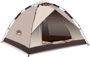 Happy Travel 1/2/3/4 Person Camping Tent, Instant Easy Pop Up Tents for Camping,Automatic Waterproof Family Camping Tent, Easy Set Up Tent,Portable Windproof Dome Tent for Camping Hiking & Traveling