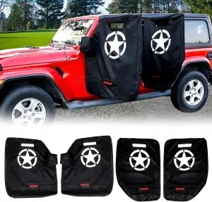 Hard Door Storage Bags for Jeep Wrangler Door Storage Bags Hanger with Handle Compatible with Wrangler CJ YJ TJ JK JL JT 1976-2025 Doors Cover with Mirror Storage Bag, 4 Pack