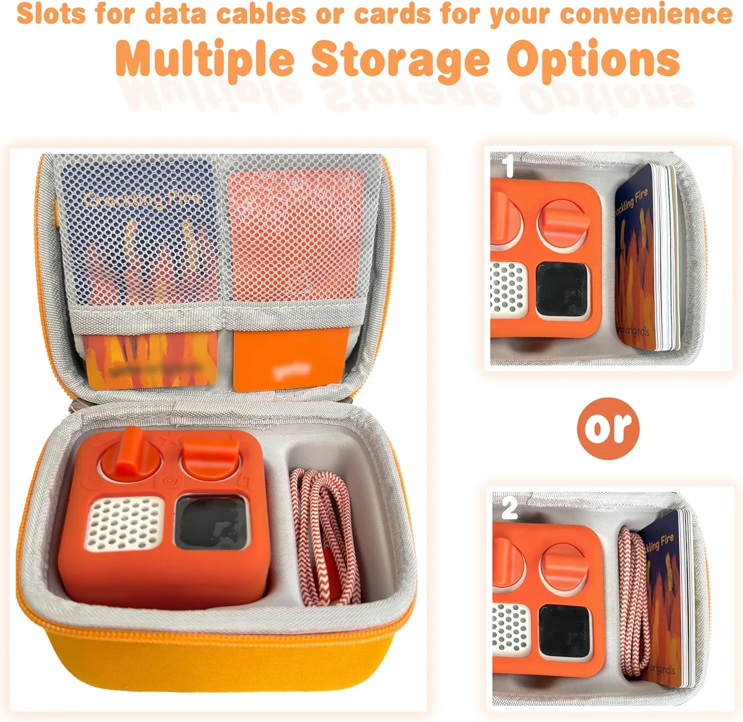Hard Travel Case Compatible with Yoto Mini–Kids Audio & Music Player,Yoto Card Holder Bag with Adjustable Shoulder Strap for Up To 36 Audiobook Cards,Children’s mini Player.（Orange）