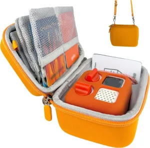 Hard Travel Case Compatible with Yoto Mini–Kids Audio & Music Player,Yoto Card Holder Bag with Adjustable Shoulder Strap for Up To 36 Audiobook Cards,Children’s mini Player.（Orange）
