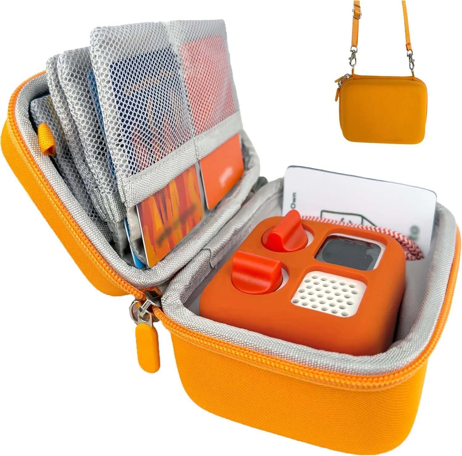 Hard Travel Case Compatible with Yoto Mini–Kids Audio & Music Player,Yoto Card Holder Bag with Adjustable Shoulder Strap for Up To 36 Audiobook Cards,Children’s mini Player.（Orange）