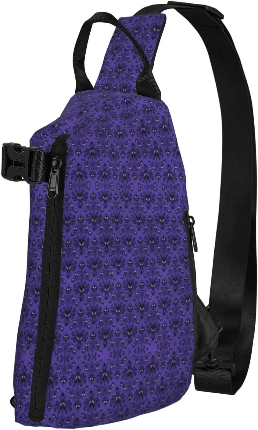 Haunted Mansion Print Crossbody Backpack - Versatile Sling Bag Casual Daypack For Travel,Hiking,Gym