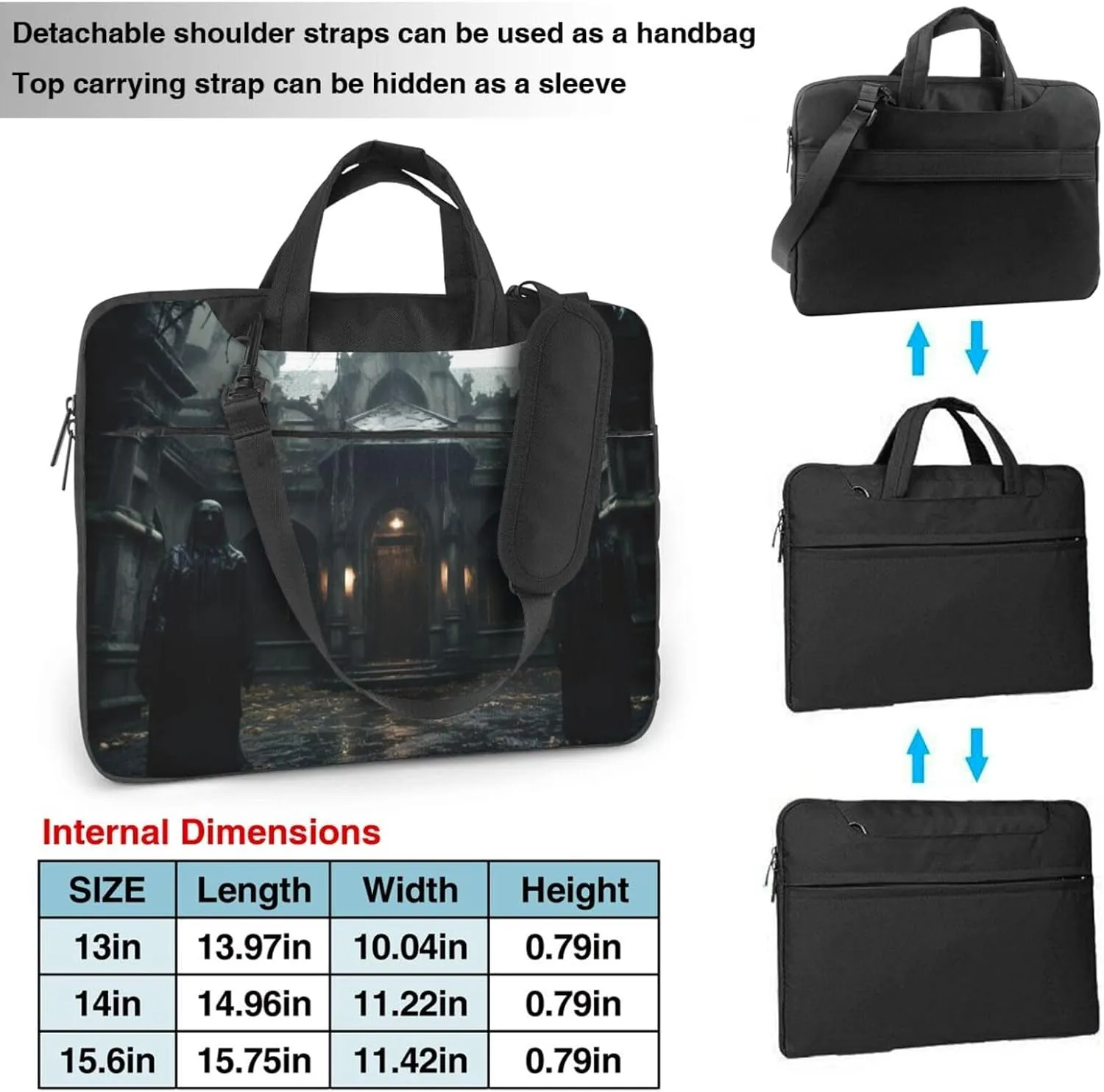Haunted Mansions Portable Shoulder & Handheld Laptop Bag With Stylish Design For 13-15.6 Inch Multi-Functional