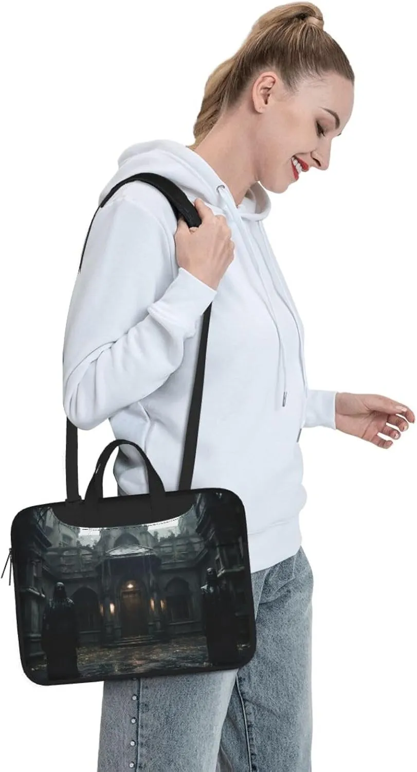 Haunted Mansions Portable Shoulder & Handheld Laptop Bag With Stylish Design For 13-15.6 Inch Multi-Functional