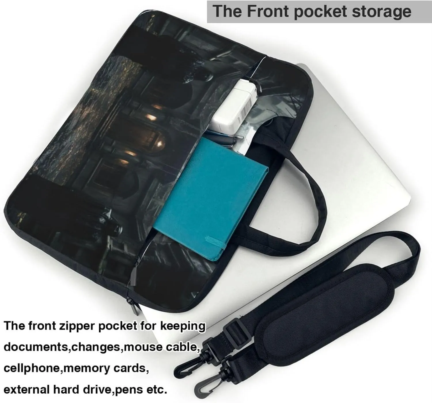 Haunted Mansions Portable Shoulder & Handheld Laptop Bag With Stylish Design For 13-15.6 Inch Multi-Functional