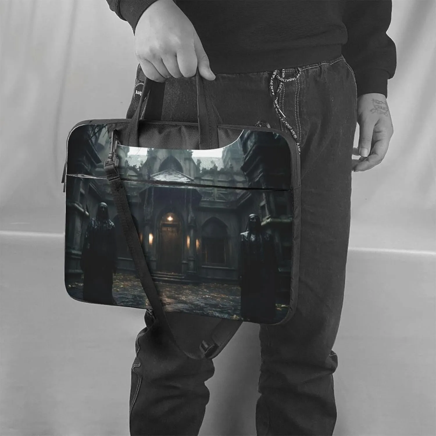 Haunted Mansions Portable Shoulder & Handheld Laptop Bag With Stylish Design For 13-15.6 Inch Multi-Functional