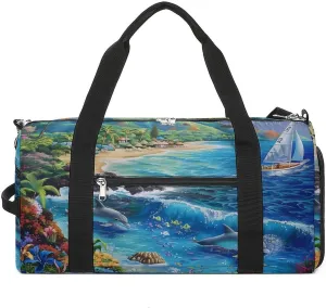 Hawaiian Life Sea Fish Gym Bag for Men Women Lightweight Duffel Bag Sports Workout Bag for Travel Yoga