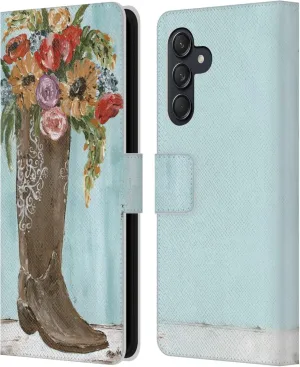 Head Case Designs Officially Licensed Haley Bush Boot Floral Painting Leather Book Wallet Case Cover Compatible with Samsung Galaxy M55 5G