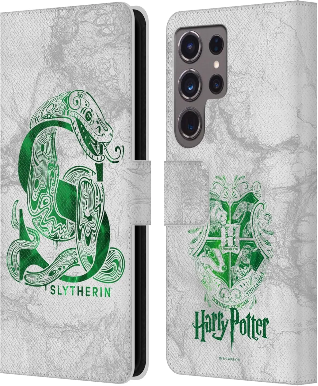 Head Case Designs Officially Licensed Harry Potter Slytherin Aguamenti Deathly Hallows IX Leather Book Wallet Case Cover Compatible with Samsung Galaxy S24 Ultra 5G