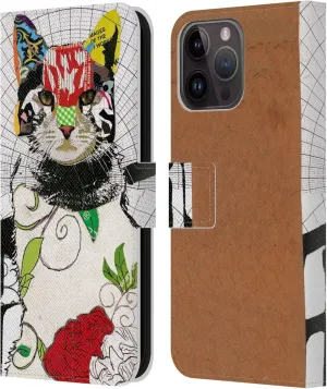 Head Case Designs Officially Licensed Michel Keck Cat Animals Leather Book Wallet Case Cover Compatible with Apple iPhone 15 Pro Max