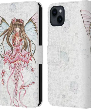 Head Case Designs Officially Licensed Nene Thomas Pink Champagne Anime Fairies Leather Book Wallet Case Cover Compatible with Apple iPhone 15 Plus