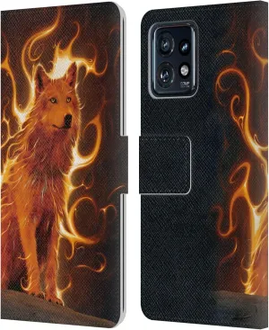 Head Case Designs Officially Licensed Vincent HIE Wolf Phoenix Canidae Leather Book Wallet Case Cover Compatible with Motorola Moto Edge 40 Pro