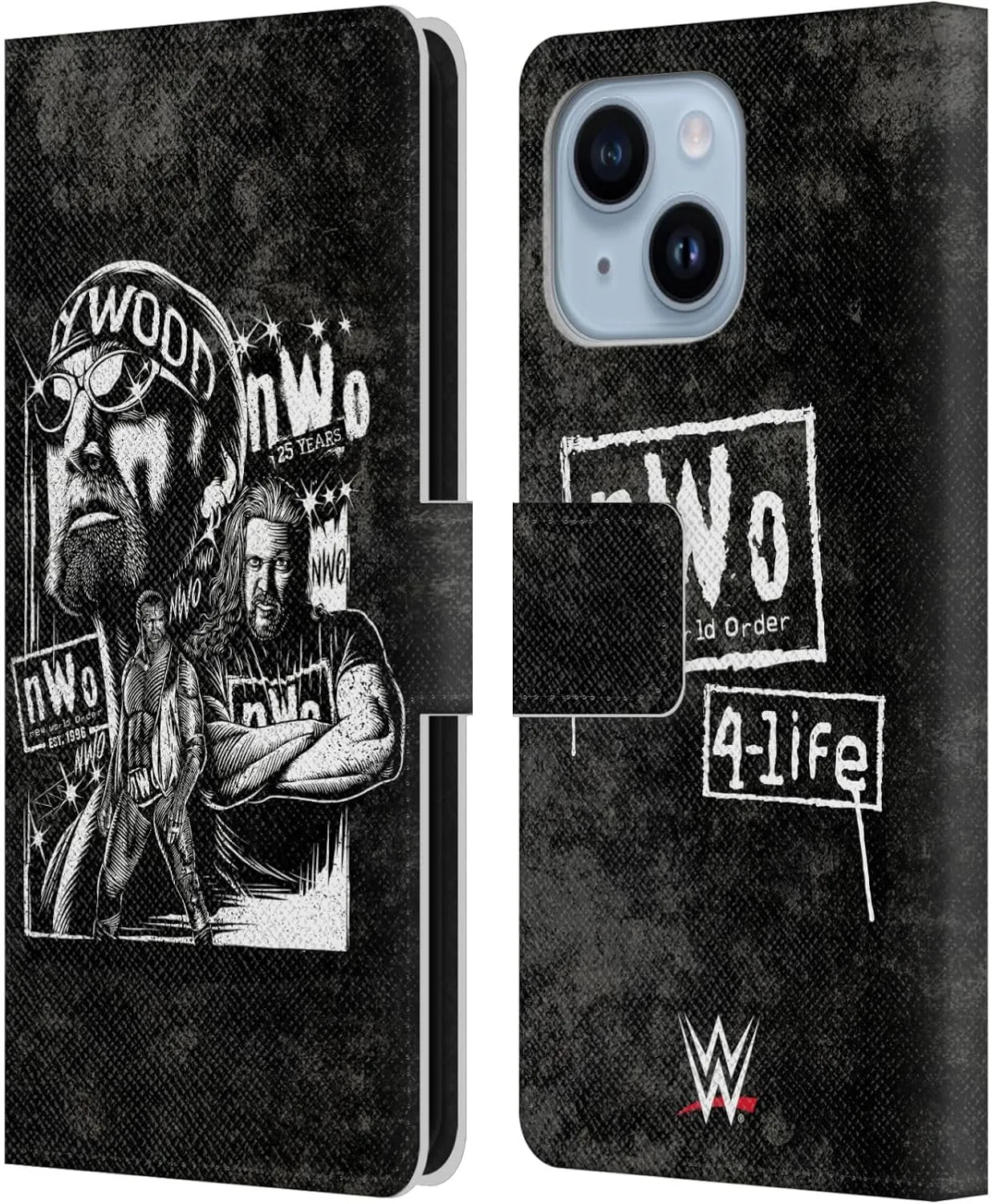 Head Case Designs Officially Licensed WWE Fathead Superstar NWO Leather Book Wallet Case Cover Compatible with Apple iPhone 14 Plus