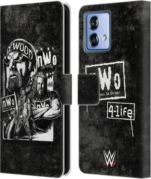 Head Case Designs Officially Licensed WWE Fathead Superstar NWO Leather Book Wallet Case Cover Compatible with Motorola Moto G84 5G