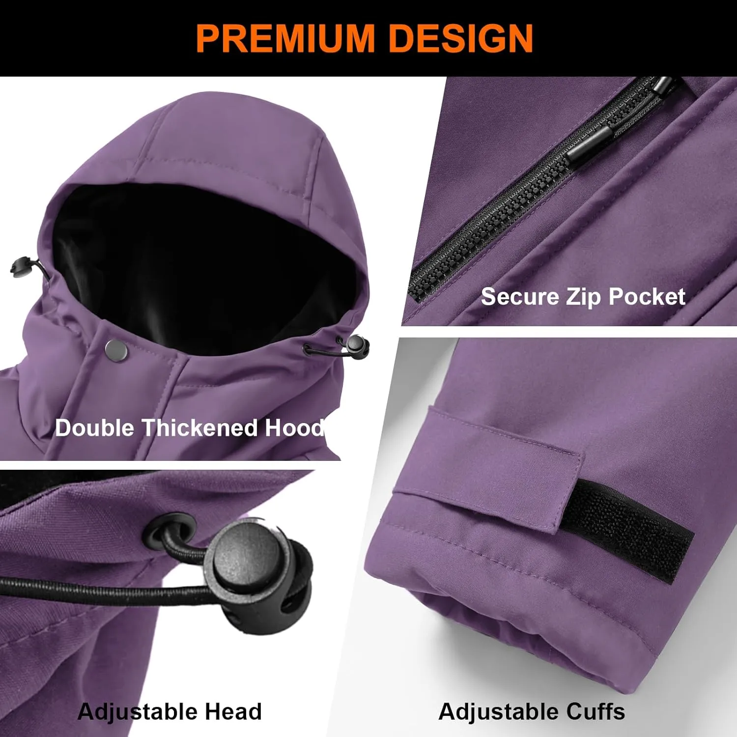 Heated Jacket for Women with Fleece Lining 12000mAh Battery Windproof Waterproof Women's Heated Coat Skiing Hunting