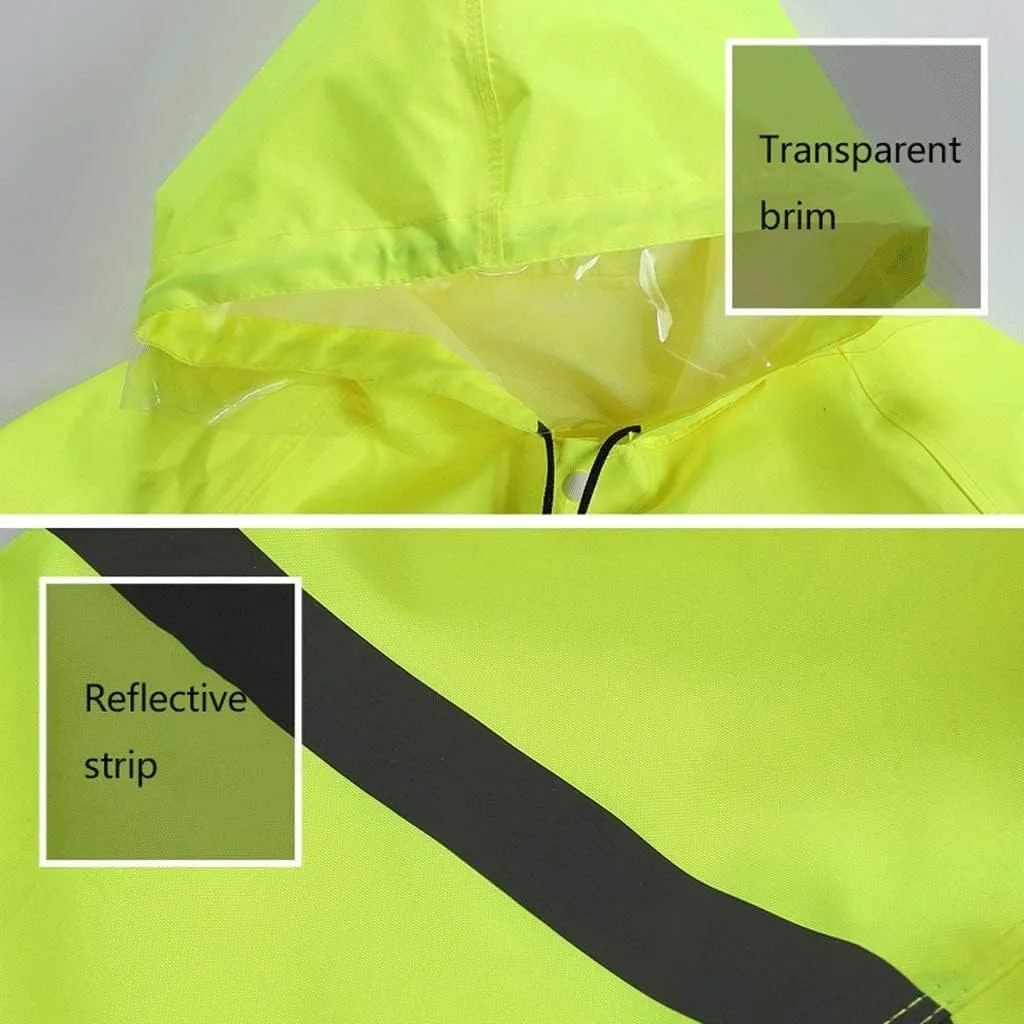 Hi Vis Vests, Reflective Suit, Fluorescent Safety Jacket with Hood Waterproof Reflective Reflective Safety Vest