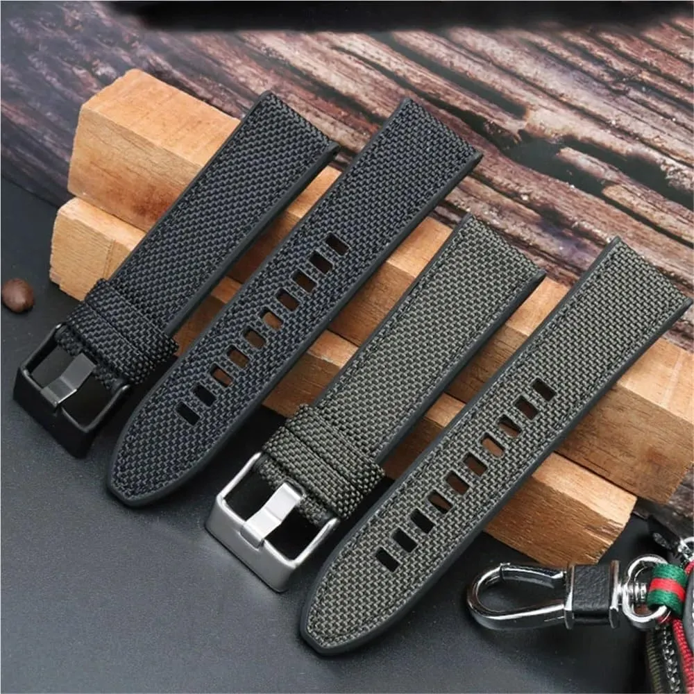 High Guality Nylon WatchBand 24MM 26MM 28MM for Series Strap Sport Soft Men Accessories Green Black(Black SK,28mm)