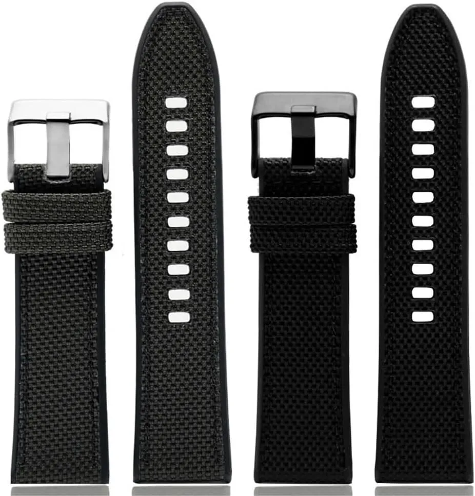High Guality Nylon WatchBand 24MM 26MM 28MM for Series Strap Sport Soft Men Accessories Green Black(Black SK,28mm)
