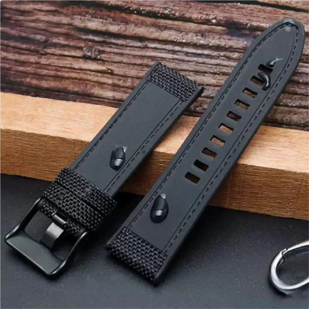 High Guality Nylon WatchBand 24MM 26MM 28MM for Series Strap Sport Soft Men Accessories Green Black(Black SK,28mm)