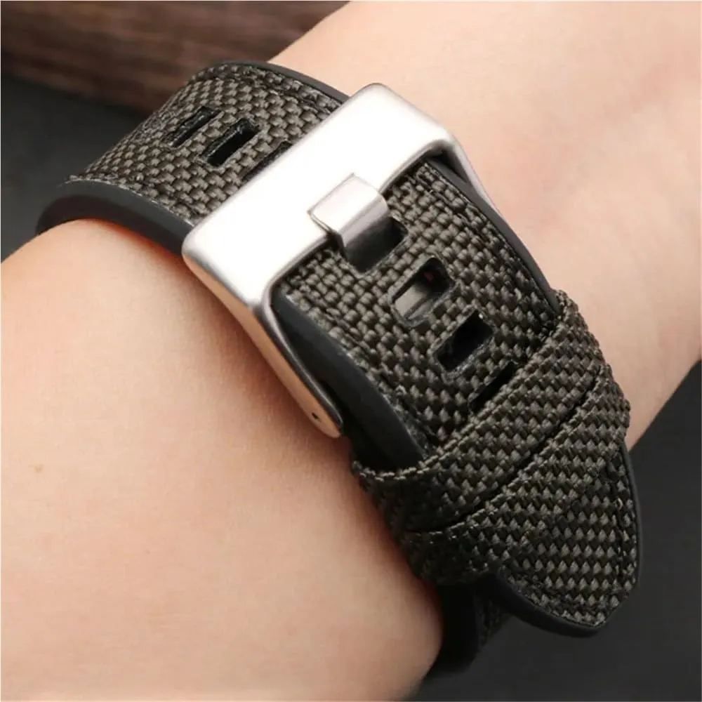High Guality Nylon WatchBand 24MM 26MM 28MM for Series Strap Sport Soft Men Accessories Green Black(Black SK,28mm)