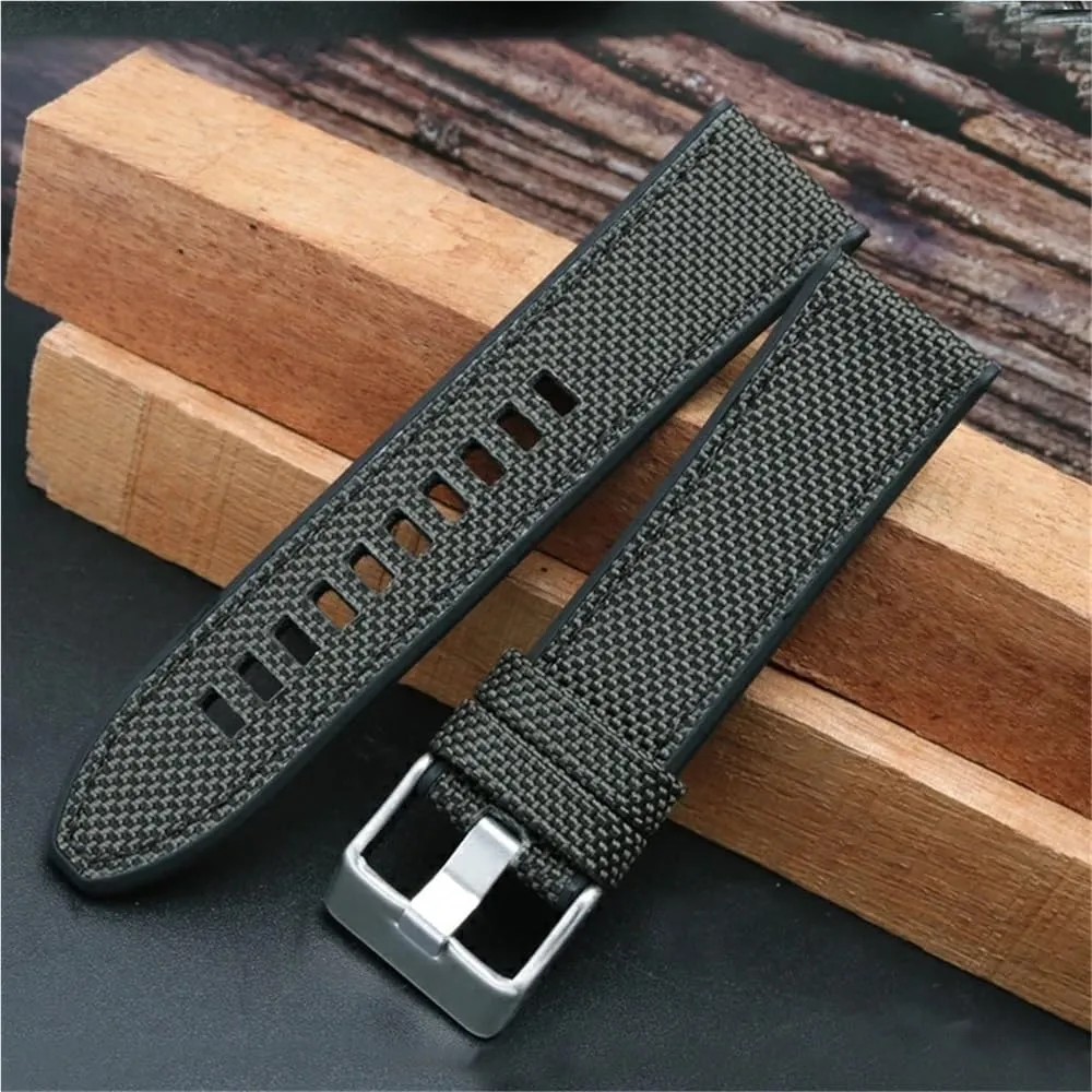 High Guality Nylon WatchBand 24MM 26MM 28MM for Series Strap Sport Soft Men Accessories Green Black(Black SK,28mm)