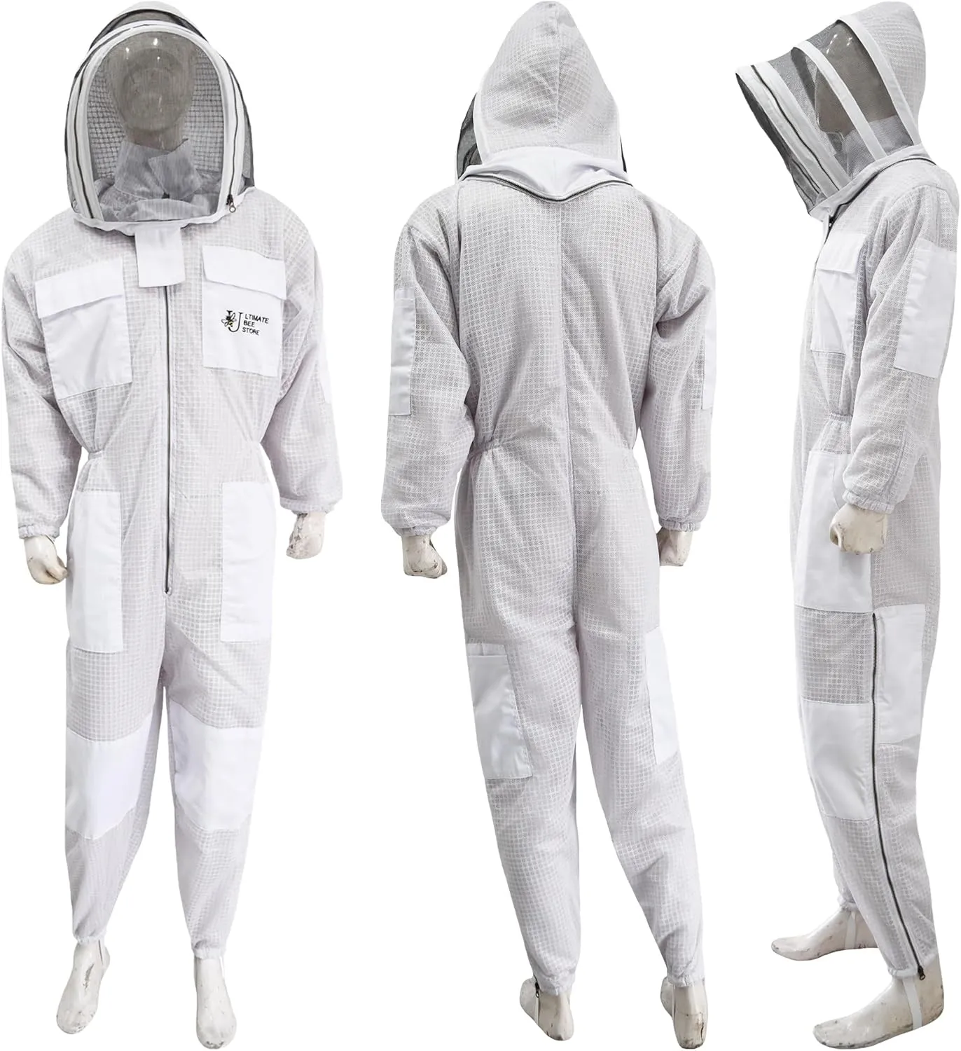 Highly Ventilated Beekeeping Suit Beekeepers 3 Layer Premium bee Suit for Men & Women with Pair of Gloves