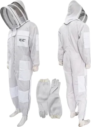 Highly Ventilated Beekeeping Suit Beekeepers 3 Layer Premium bee Suit for Men & Women with Pair of Gloves
