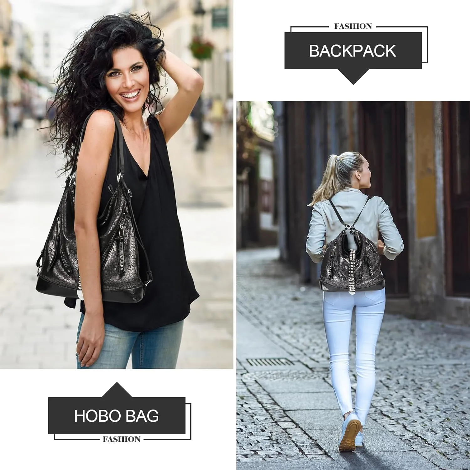 Hobo Bags for Women,Large Shoulder Tote Bag for Women,Shiny Leather Trendy Purse with Zipper.