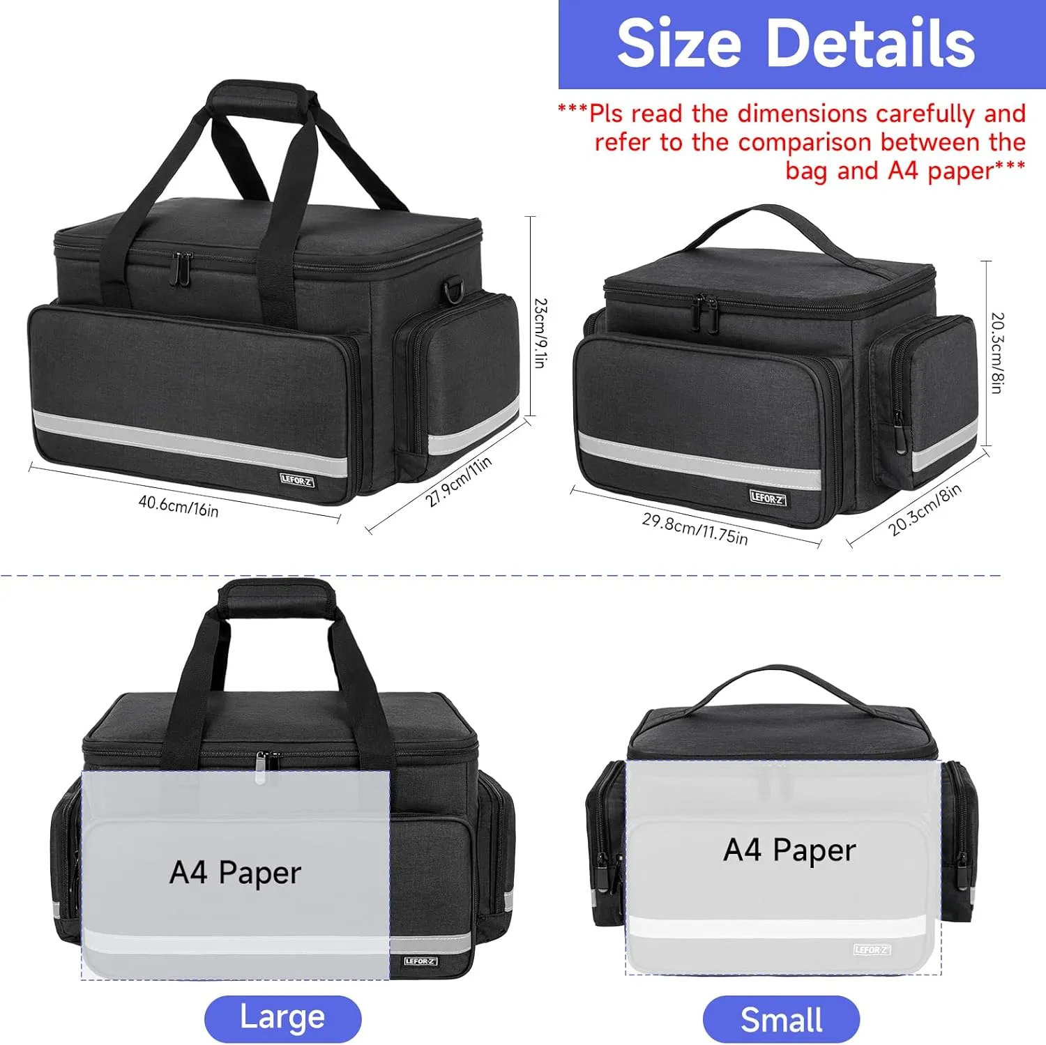 Home Health Nurse Bag Medical Bag Empty First Aid Storage with Detachable Divider Medical Supplies Bag for Nursing Student,Therapist,Doctors