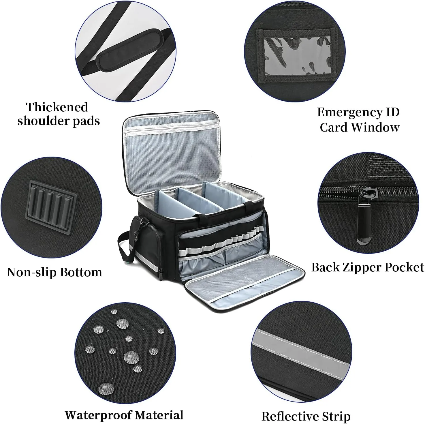 Home Health Nurse Bag Medical Bag Empty First Aid Storage with Detachable Divider Medical Supplies Bag for Nursing Student,Therapist,Doctors