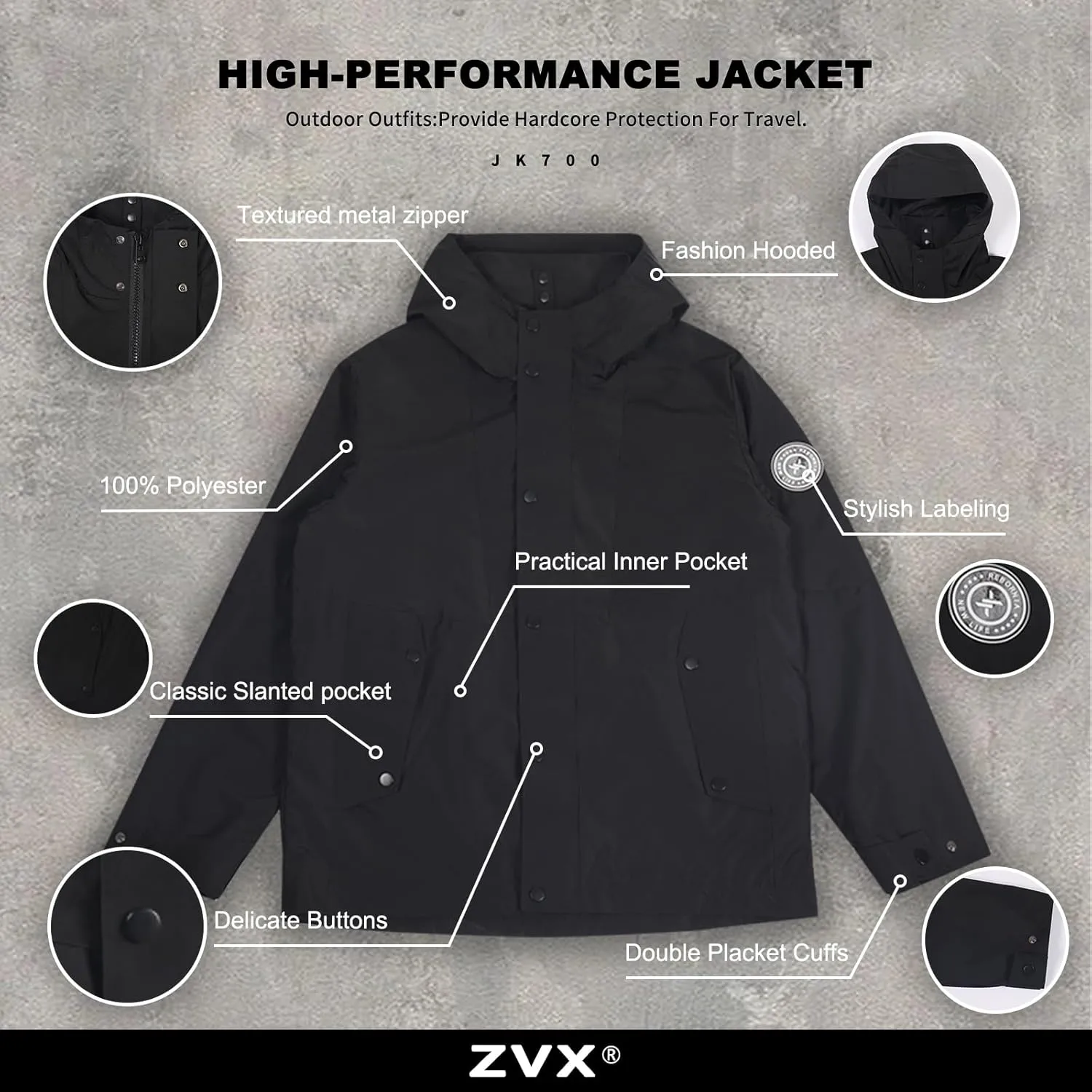 Hooded Assault Suit Men'S Outdoor Solid Color Jacket Windproof And Waterproof Mountaineering Workwear Jacket