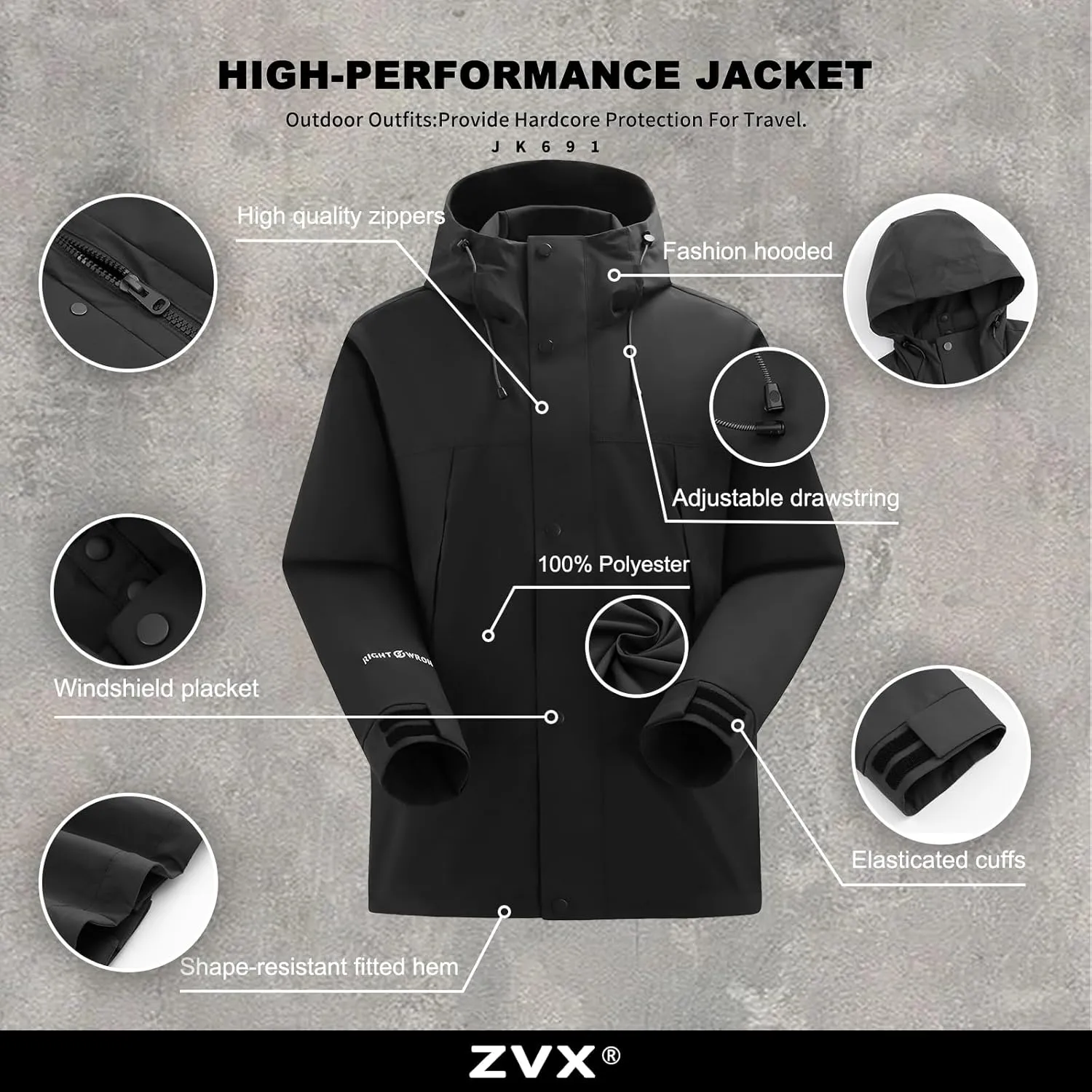 Hooded Assault Suit Men'S Outdoor Solid Color Jacket Windproof And Waterproof Mountaineering Workwear Jacket