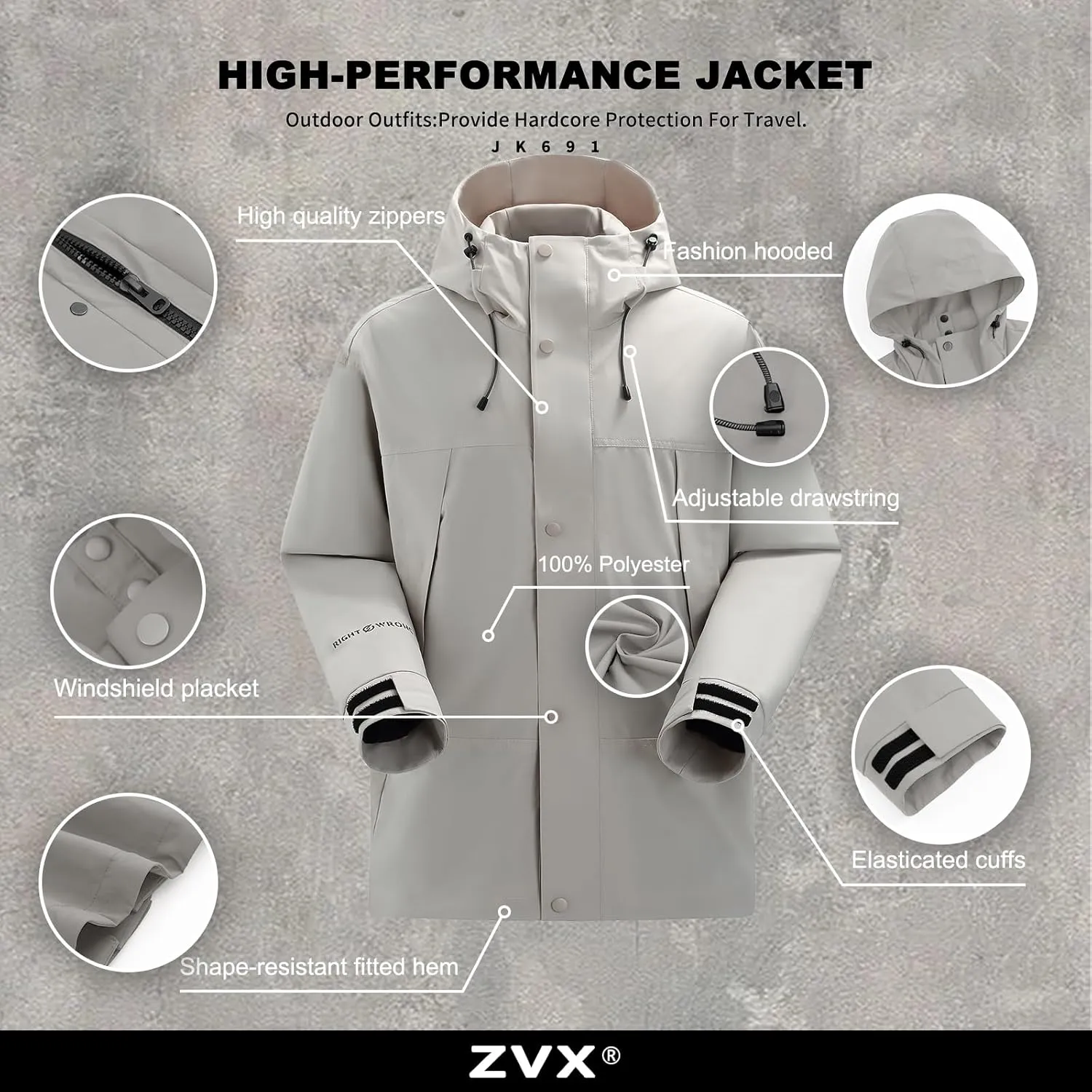 Hooded Assault Suit Men'S Outdoor Solid Color Jacket Windproof And Waterproof Mountaineering Workwear Jacket