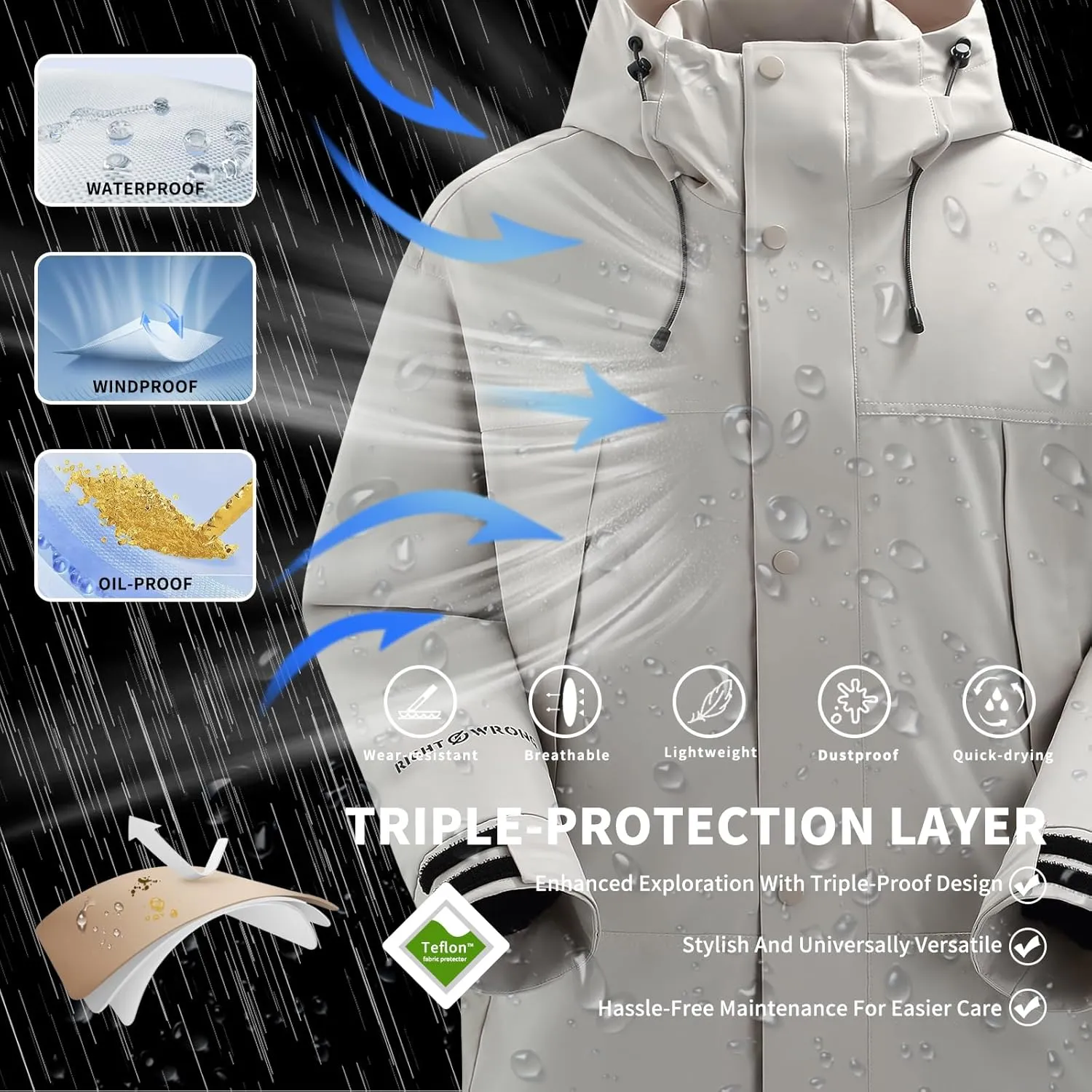 Hooded Assault Suit Men'S Outdoor Solid Color Jacket Windproof And Waterproof Mountaineering Workwear Jacket