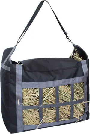 Horse Hay Bag, Easy Feeder Horse Hay Bag with Metal Ring Adjustable Shoulder Strap Large Capacity Suitable Retainable Straps for Hanging Goats Alpacas Indoor Outdoor Grazing Feeding