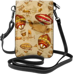 Hot Air Balloon Small Crossbody Bags for Women Travel Cell Phone Pouch PU Leather Cross Body Bag Adjustable Shoulder Strap Phone Purses Lightweight Wallet Purse with Credit Card Slots