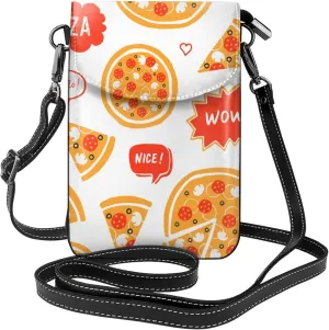 Hot Pizza In The Oven Pattern Women Leather Crossbody Bag Small Cell Phone Purse Card Holder Wallet