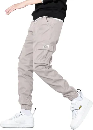 HOTake Men's Casual Cargo Pants Elastic Waist Drawstring Tapered Pants for Men Joggers Hiking Pants with Multi Pockets