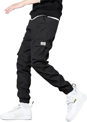 HOTake Men's Casual Cargo Pants Elastic Waist Drawstring Tapered Pants for Men Joggers Hiking Pants with Multi Pockets