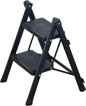 Household Light Multi-Functional Folding Ladder Stool Portable Installation-Free Herringbone Ladder widening Pedal 2-Step ladder/3-step Ladder (Color : Black, Size : 2 Step Ladder)