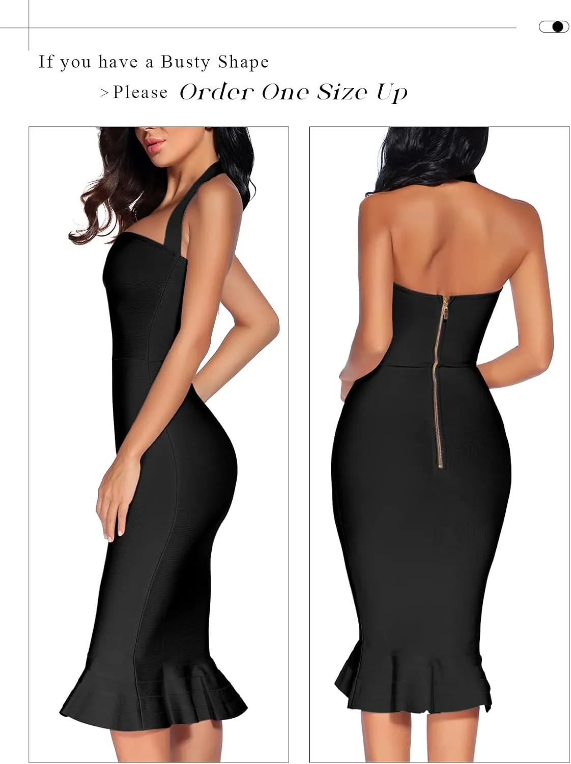 houstil Women's V Neck Halter Fishtail Bandage Bodycon Dress Party