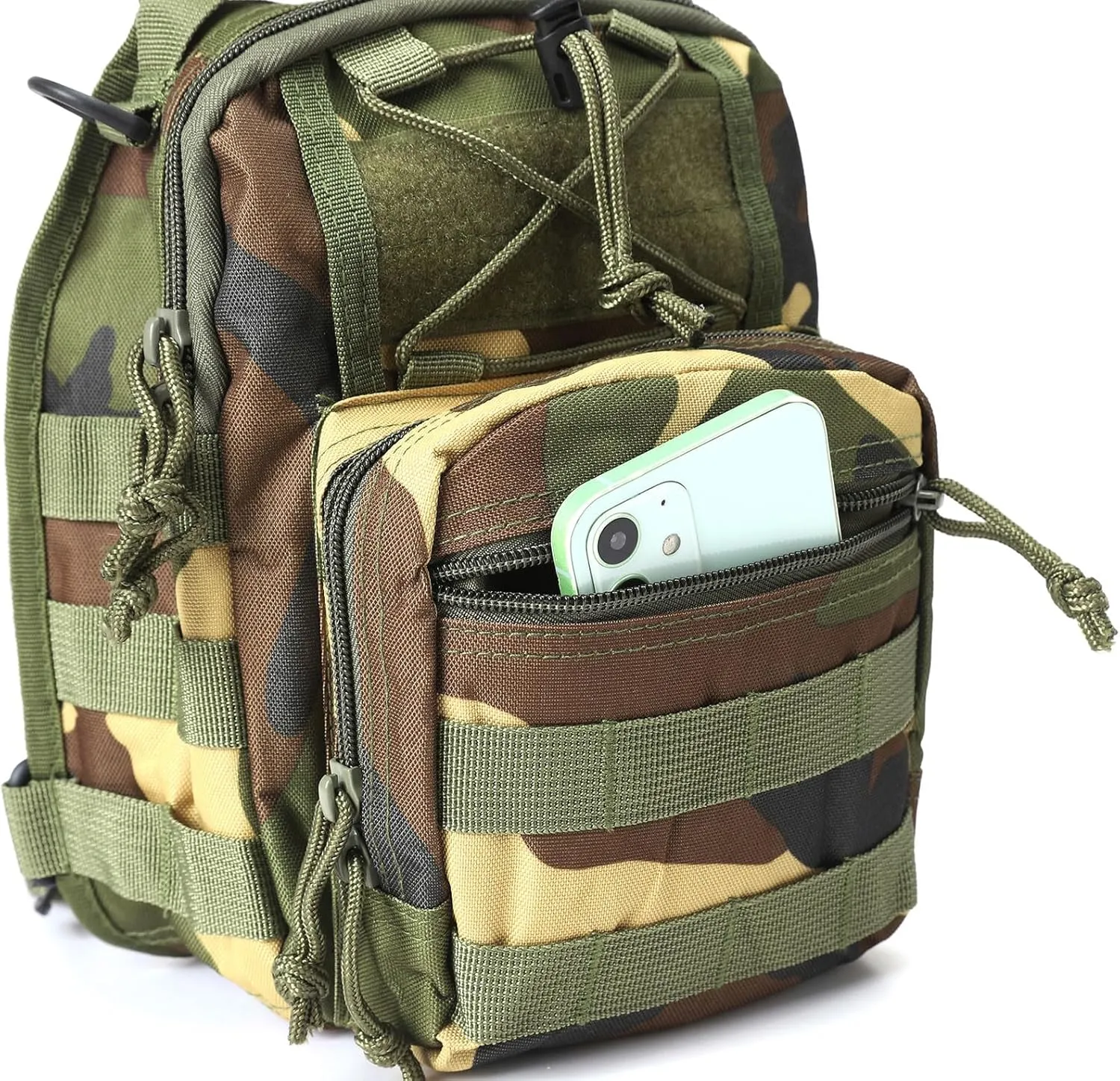 HOW'ON Hunting Backpack Waterproof Sling Shoulder Bag Small Carry Pouch Jungle Camo